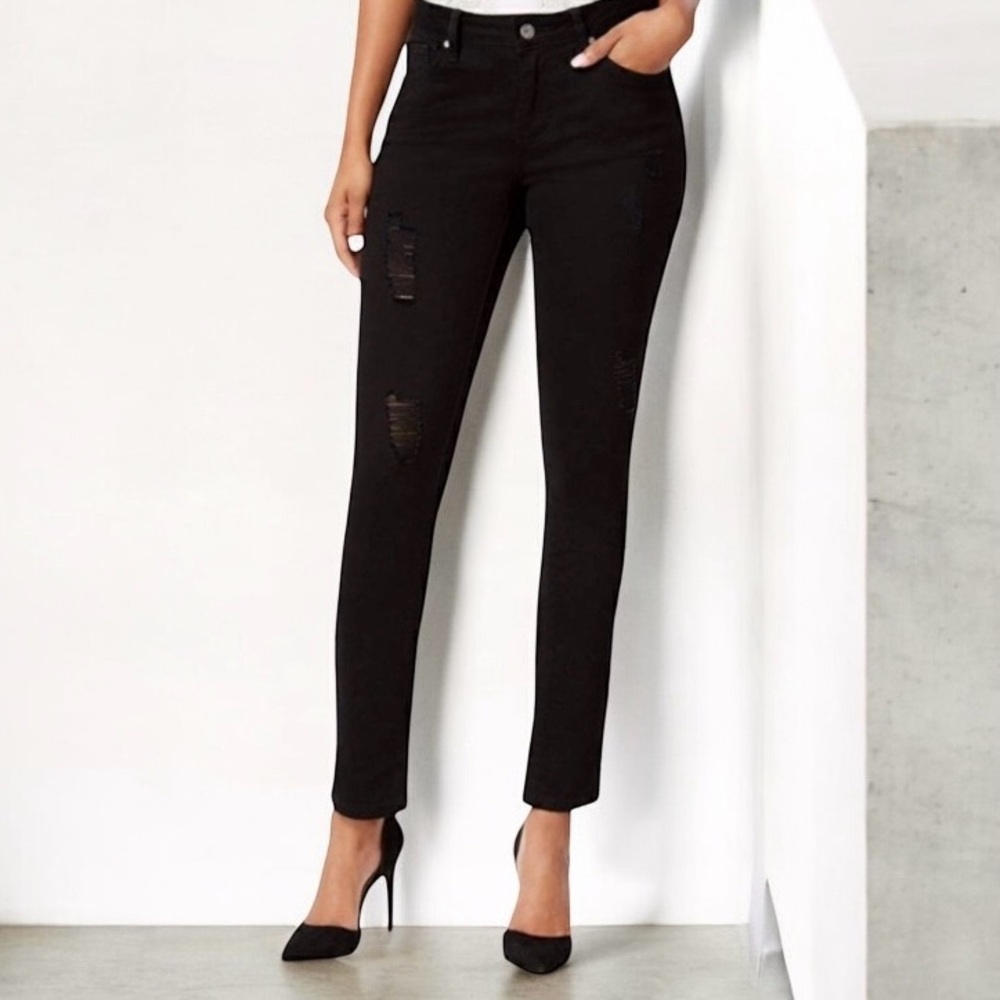 Earl Jeans Black Distressed Ankle Jean Size 2 Mid Rise Skinny